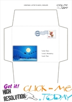Free printable Santa envelope sleigh at night with stamp 60